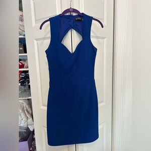 GUESS Royal Blue Bandage Bodycon Dress - Cutout Halter Neck